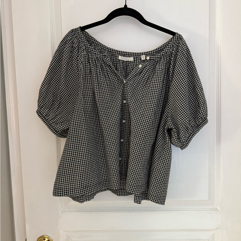 Doen Black and White Gingham Blouse